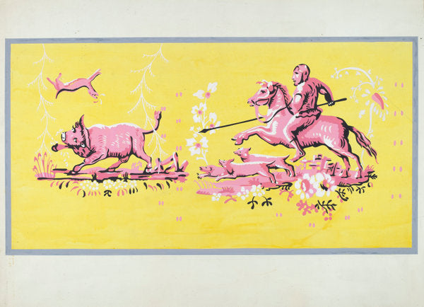 Bandbox Design - Hunting Scene by Harold Merriam (American, 1910 - 2002), 16X12"(A3)Poster Print