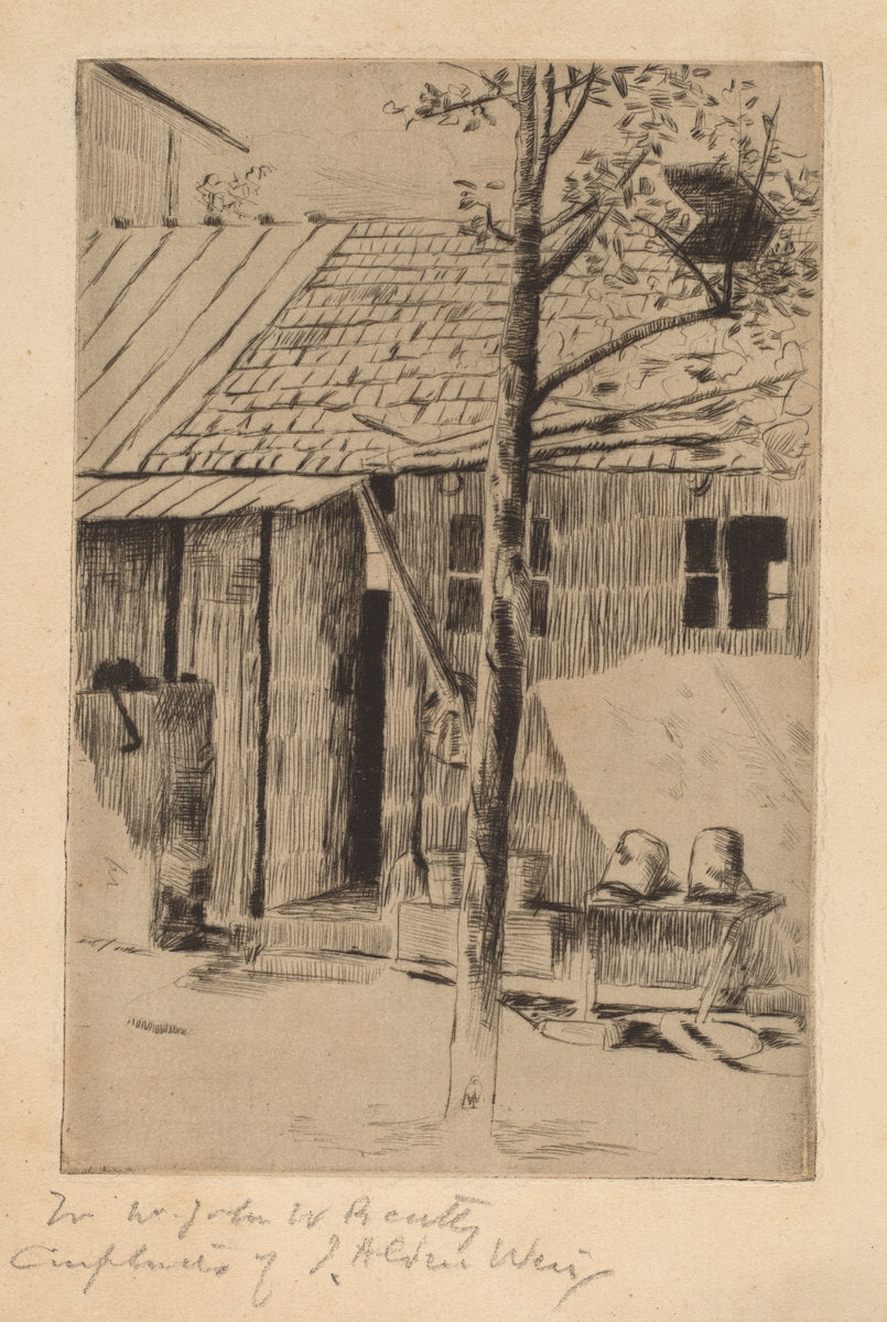 Dooryard, Buckets and Tree by Julian Alden Weir (American, 1852 - 1919), 16X12"(A3)Poster Print