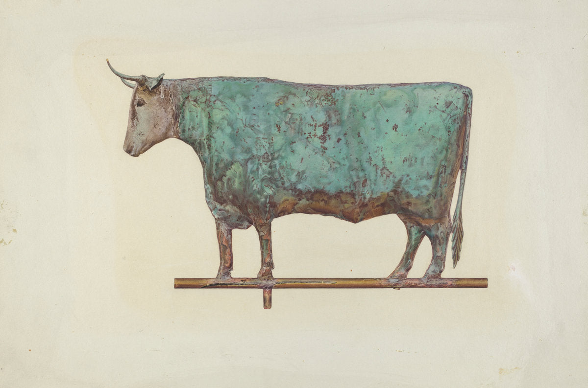 Steer Weather Vane by Zabelle Missirian (American, 1896 - 1977), 16X12"(A3)Poster Print