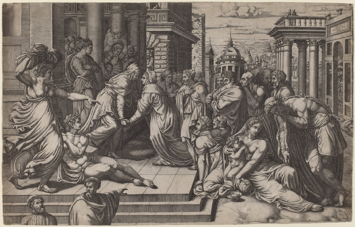 The Visitation by Giorgio Ghisi after Francesco Salviati (Italian, 1520 - 1582), 16X12"(A3)Poster Print