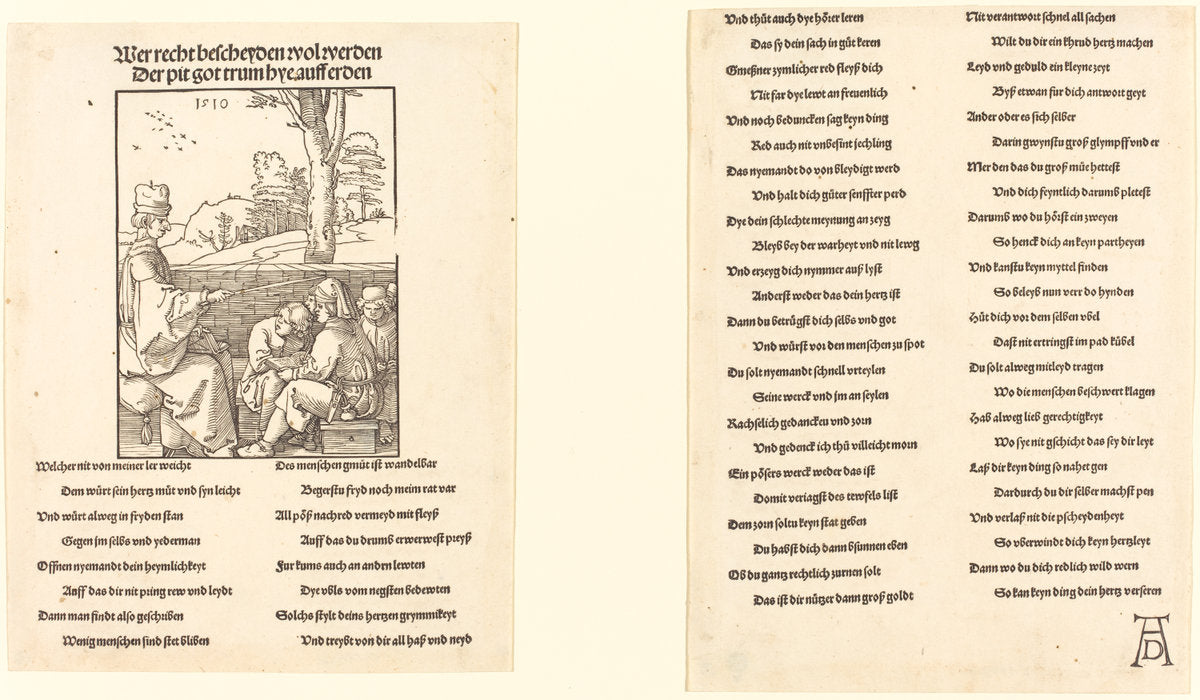 The School Teacher by Albrecht Dürer (German, 1471 - 1528), 16X12"(A3)Poster Print