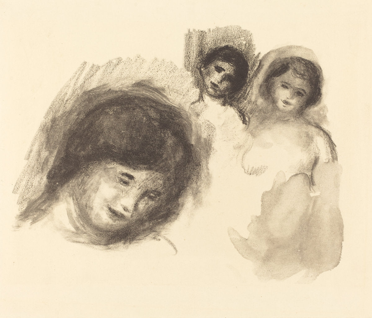 Stone with Three Sketches (La pierre au trois croquis) by Auguste Renoir (French, 1841 - 1919), 16X12"(A3)Poster Print