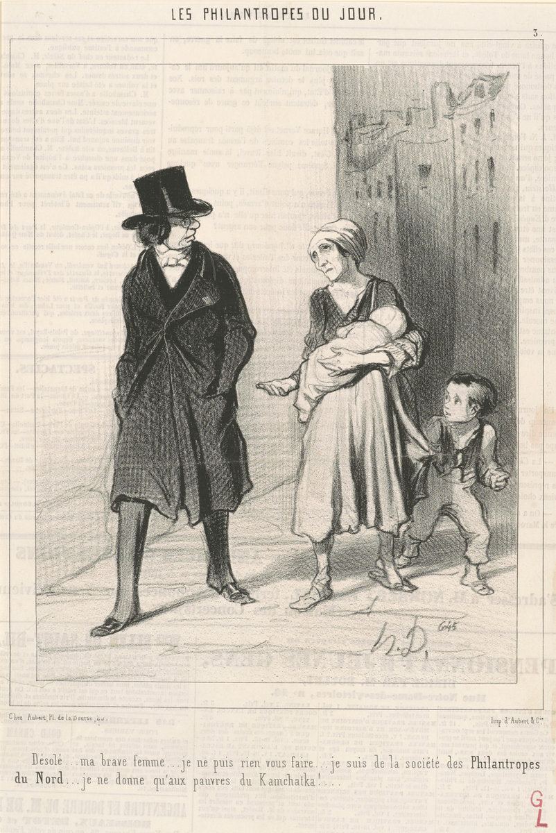 Désolé ... Je suis de la société des philantropes du nord ... by Honoré Daumier (French, 1808 - 1879), 16X12"(A3)Poster Print