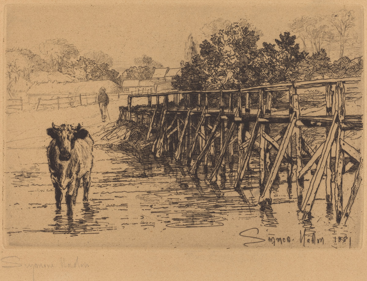 The Village Ford by Francis Seymour Haden (British, 1818 - 1910), 16X12"(A3)Poster Print