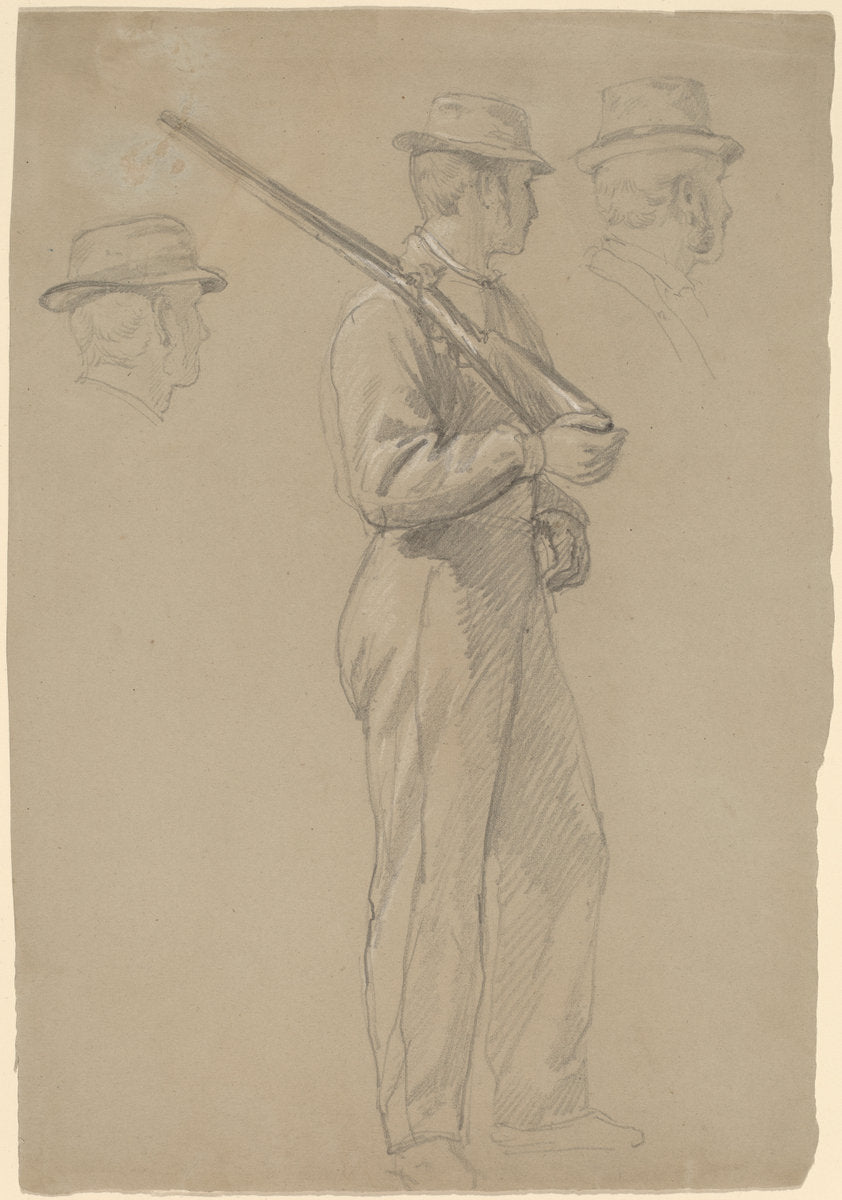Recruit; Two Studies of Heads by Daniel Huntington (American, 1816 - 1906), 16X12"(A3)Poster Print