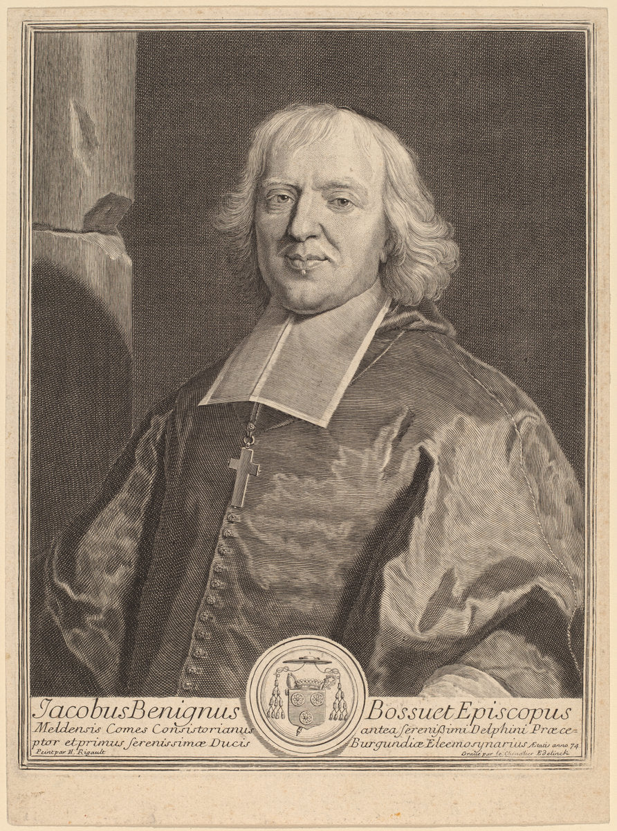 Jacques Benigne Bossuet by Gerard Edelinck after Hyacinthe Rigaud (Flemish, 1640 - 1707), 16X12"(A3)Poster Print