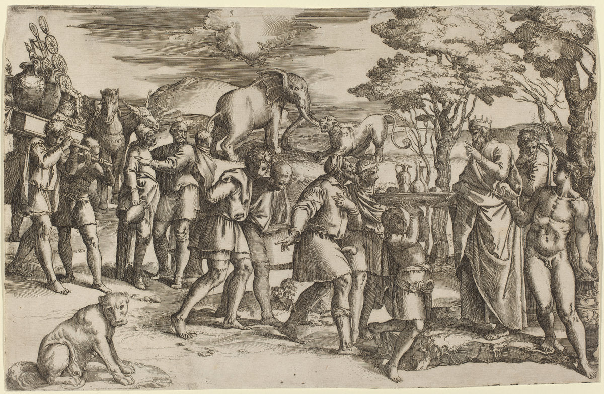 Abraham Paying Tithes to Melchisedek by Battista Franco (Italian, probably 1498 - 1561), 16X12"(A3)Poster Print