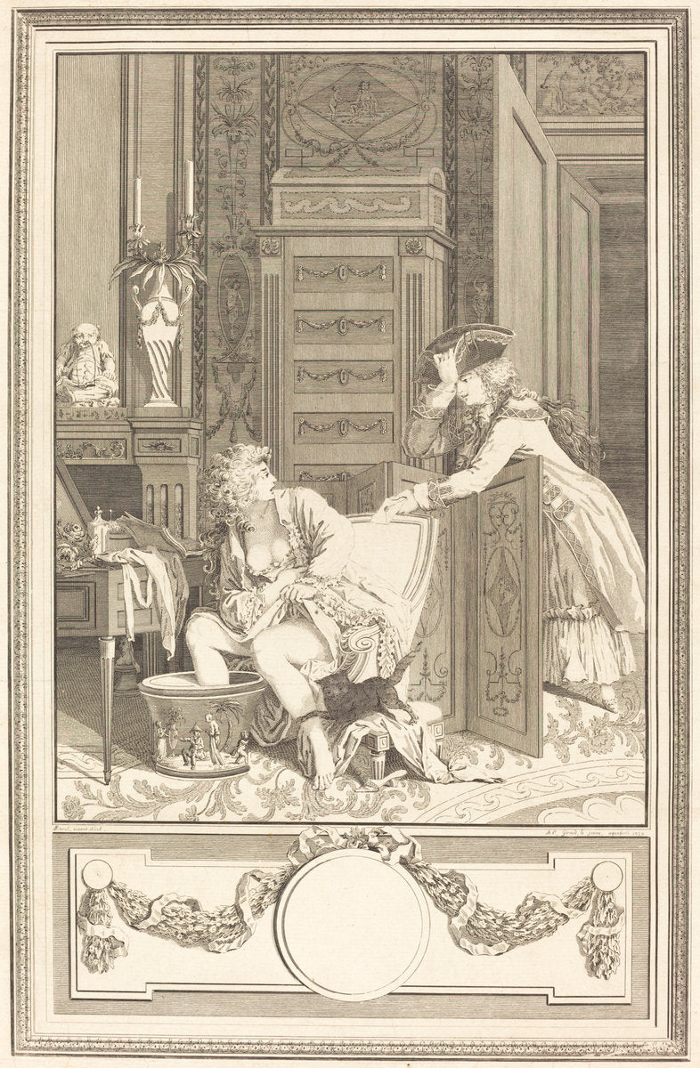 Le bain des pieds (The Foot-Bath) by Antoine Cosme Giraud after Antoine Borel (French, 1760 - c. 1810), 16X12"(A3)Poster Print