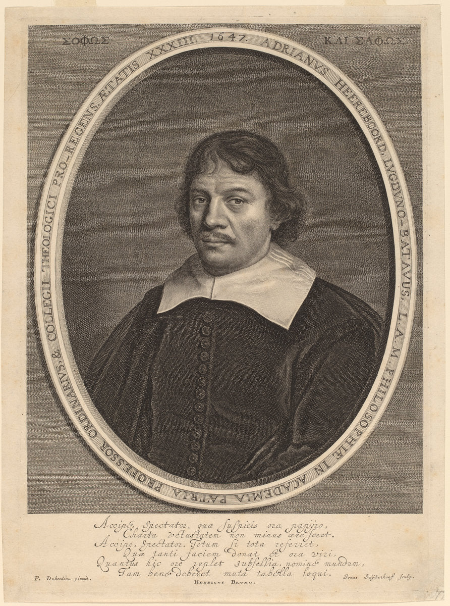 Adriaen Heereboord by Jonas Suyderhoff after Pieter Dubordieu (Dutch, c. 1613 - 1686), 16X12"(A3)Poster Print