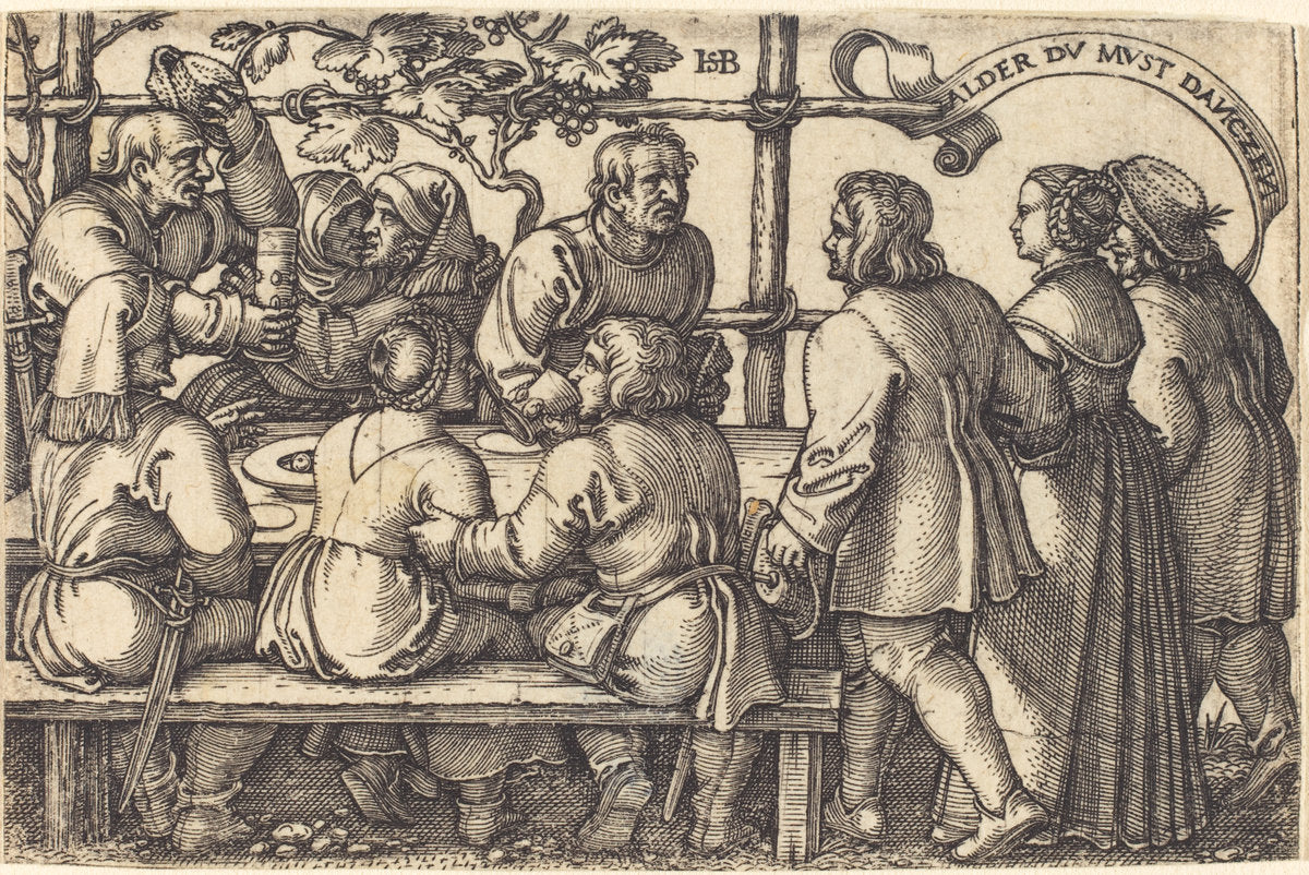 Peasants' Feast by Sebald Beham (German, 1500 - 1550), 16X12"(A3)Poster Print