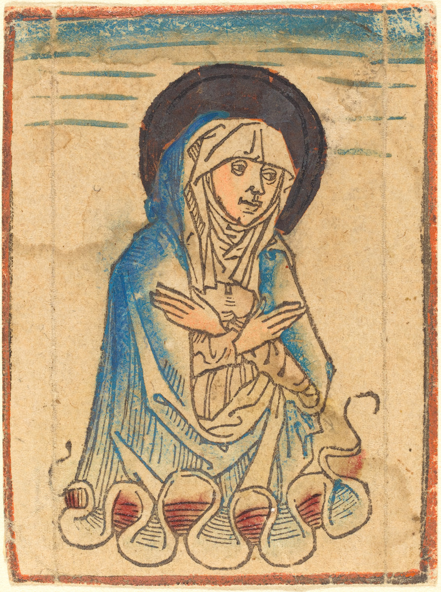 The Virgin in the Clouds by German 15th Century or Attributed to Master of the Housebook (German, active c. 1465/1500), 16X12"(A3)Poster Print