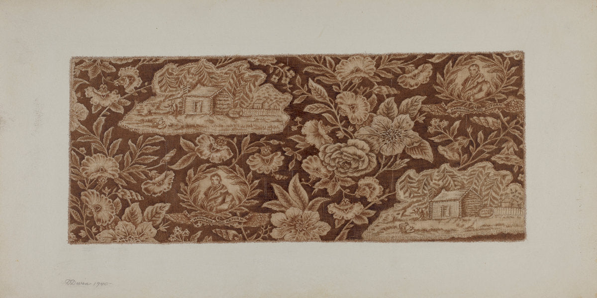Historical Printed Cotton by D Davin (American, active c. 1935), 16X12"(A3)Poster Print