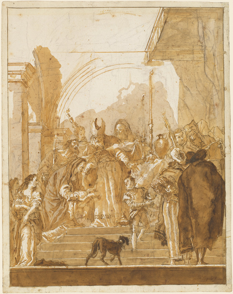 The Presentation in the Temple by Giovanni Domenico Tiepolo (Venetian, 1727 - 1804), 16X12"(A3)Poster Print