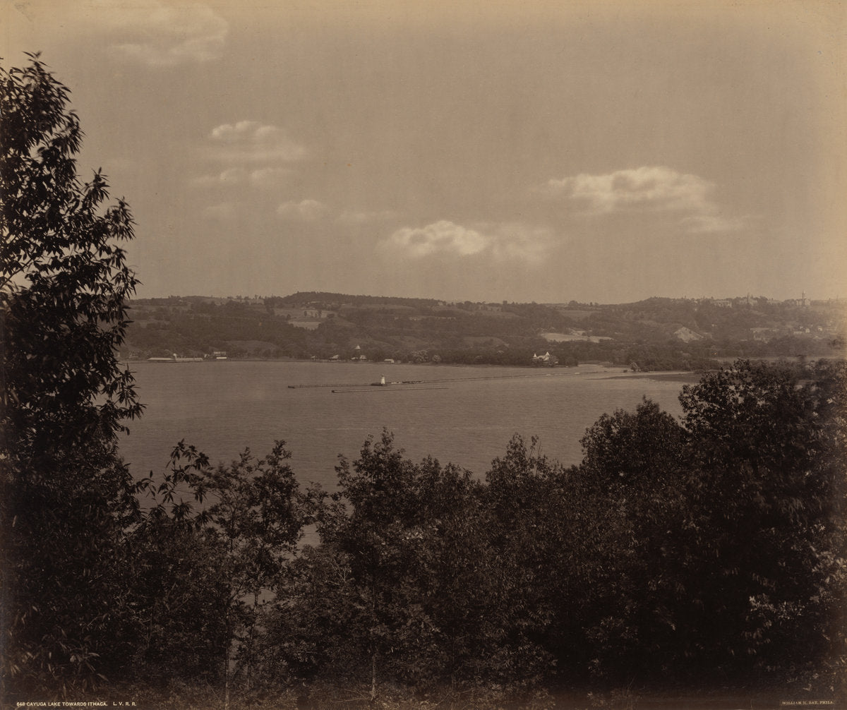 Cayuga Lake Toward Ithaca by William H. Rau (American, 1855 - 1920), 16X12"(A3)Poster Print