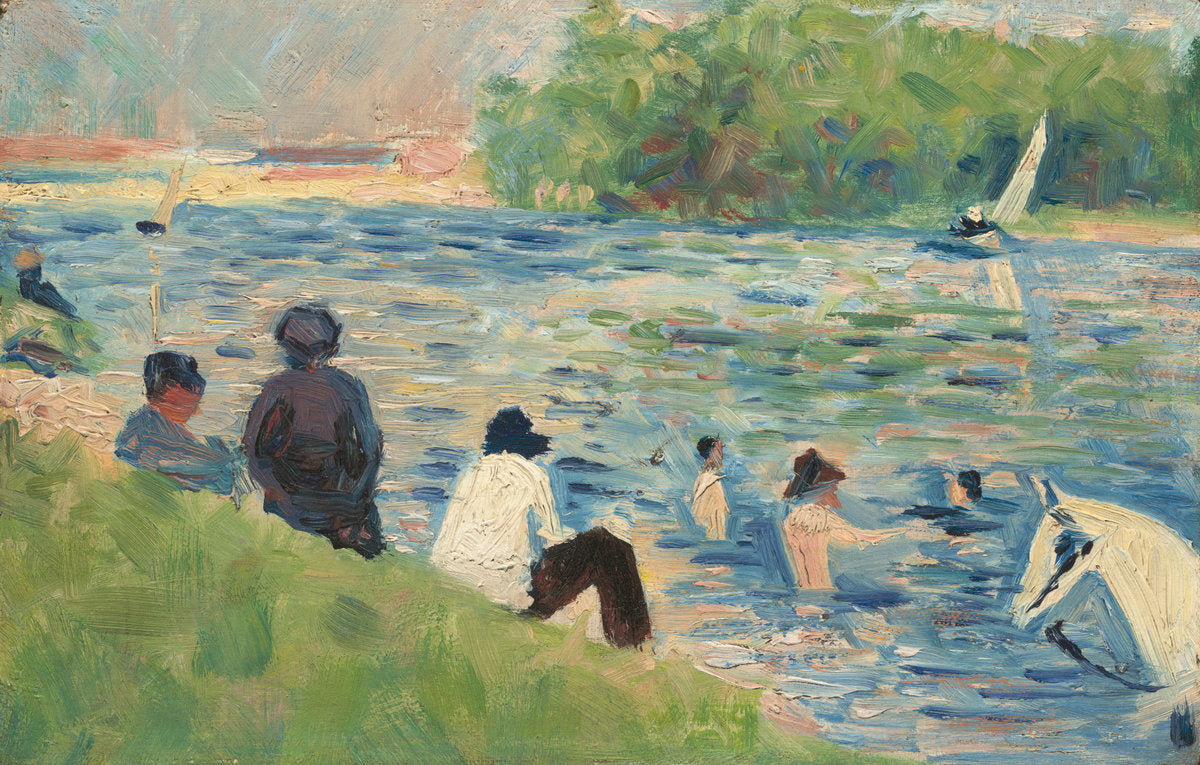 Bathers (Study for "Bathers at Asnières") by Georges Seurat (French, 1859 - 1891), 16X12"(A3)Poster Print