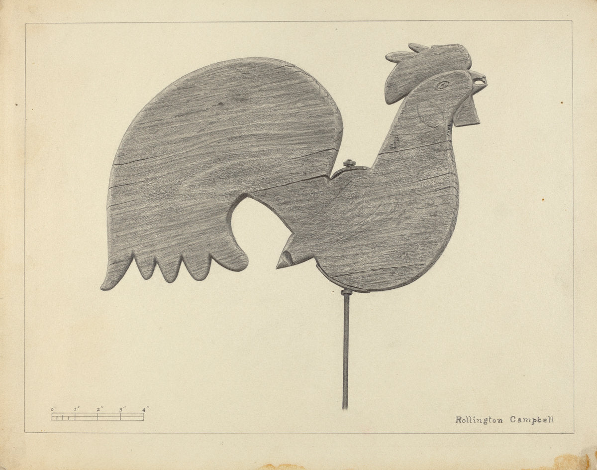 Cock Weather Vane by Rollington Campbell (American, active c. 1935), 16X12"(A3)Poster Print