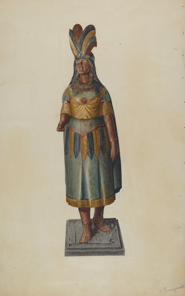 Cigar Store Indian by Henry Tomaszewski (American, 1918 - 1998), 16X12"(A3)Poster Print