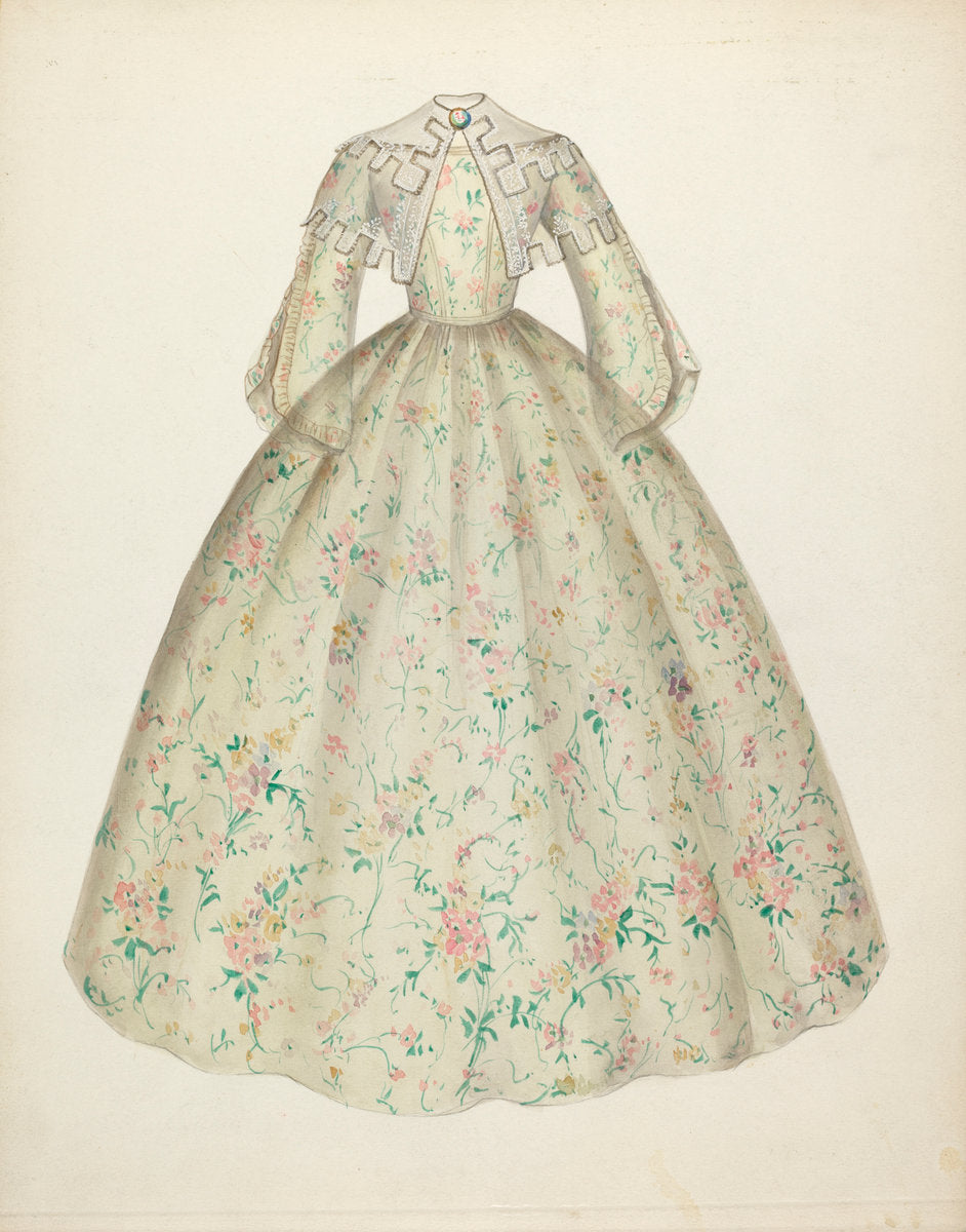 Dress with Cape Collar by Mina Lowry (American, 1894 - 1942), 16X12"(A3)Poster Print