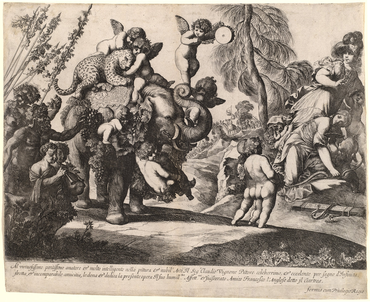 Bacchus with Diana and Minerva by Pierre Brebiette (French, 1598 - c. 1650), 16X12"(A3)Poster Print