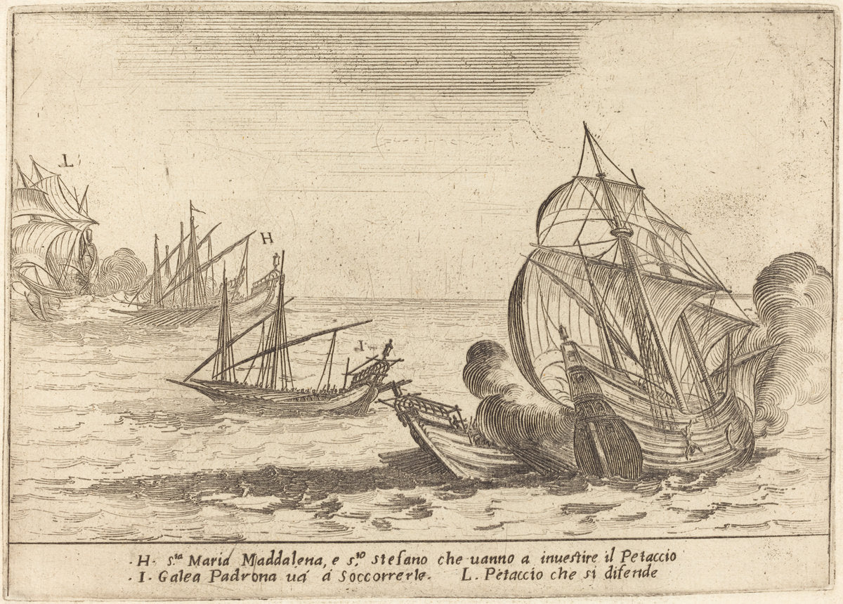 Boarding of the Petaccio by Jacques Callot (French, 1592 - 1635), 16X12"(A3)Poster Print