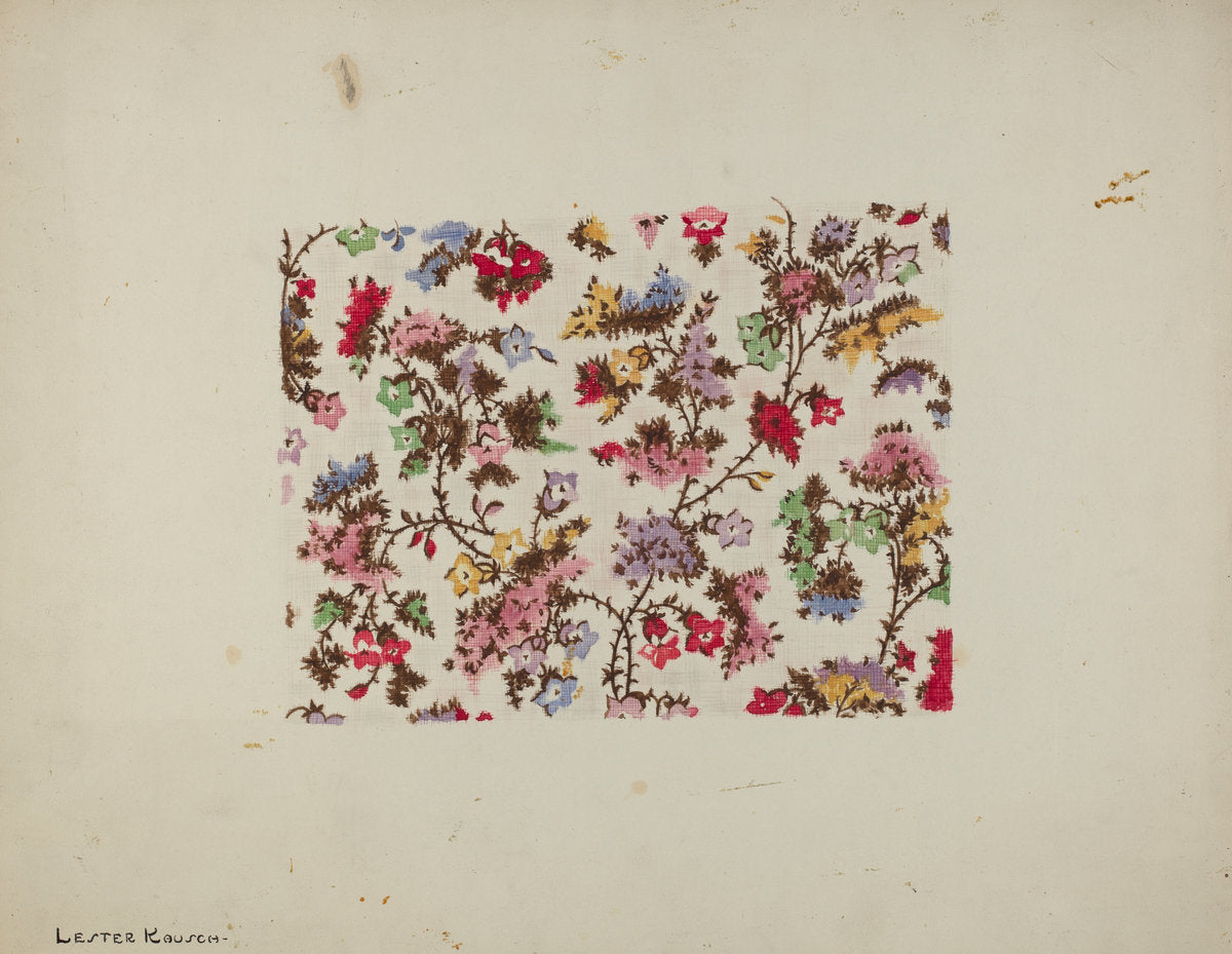 Flowered Challis Gown by Lester Kausch (American, active c. 1935), 16X12"(A3)Poster Print