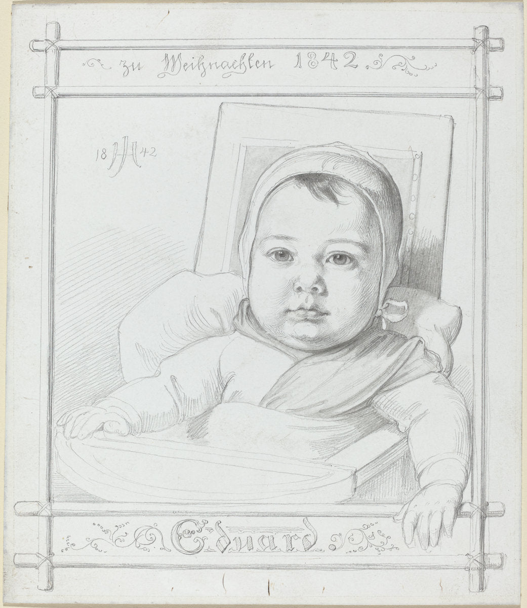 Eduard, the Artist's Infant Son by Julius Hübner (German, 1806 - 1882), 16X12"(A3)Poster Print