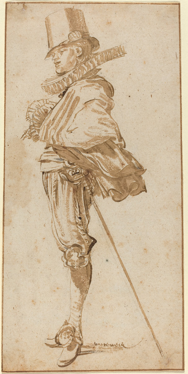 Standing Cavalier Wearing a Sword by Willem Buytewech (Dutch, 1591/1592 - 1624), 16X12"(A3)Poster Print