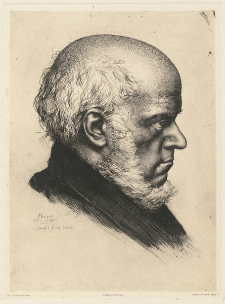 Adolph Menzel by Karl Stauffer-Bern (German, 1857 - 1891), 16X12"(A3)Poster Print