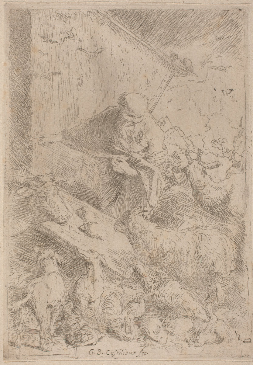 Noah and the Animals Entering the Ark by Giovanni Benedetto Castiglione (Italian, 1609 or before - 1664), 16X12"(A3)Poster Print