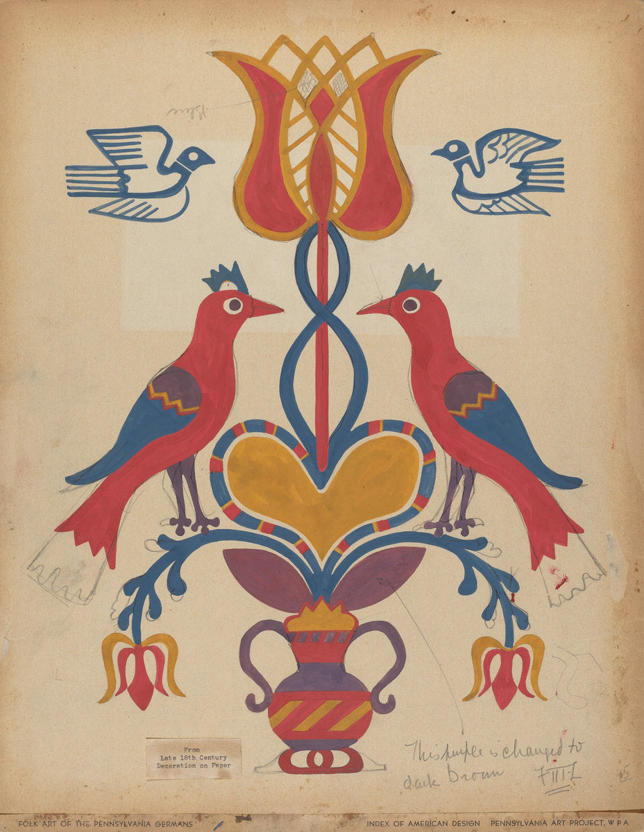 c. 1939 by American 20th Century (Drawing for Plate 15: From the Portfolio "Folk Art of Rural Pennsylvania"), 16X12"(A3)Poster Print