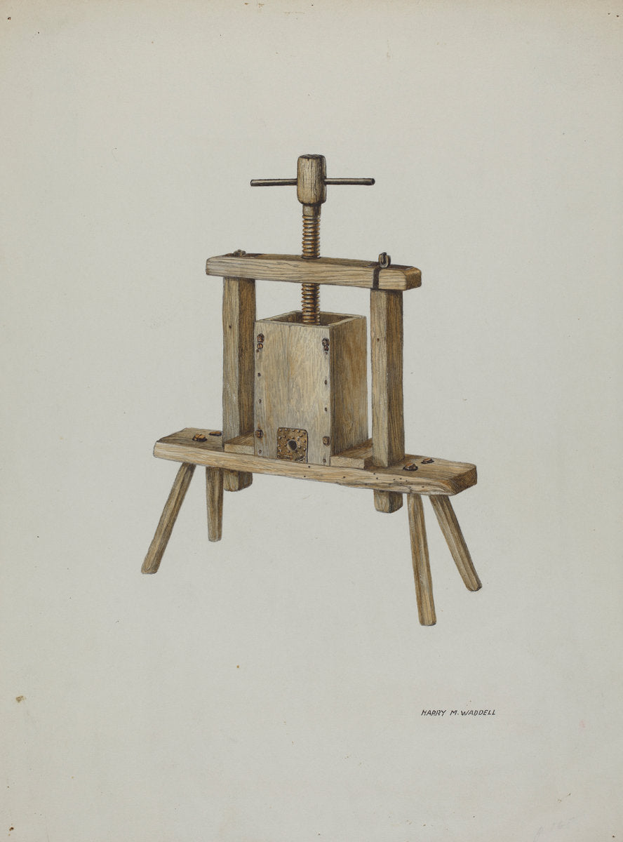Cider Press by Harry Mann Waddell (American, active c. 1935), 16X12"(A3)Poster Print