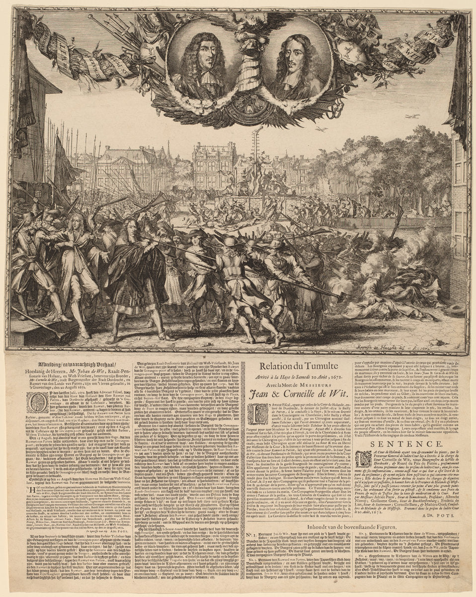 Afbeelding en waarachtigh Verhaal... (Representation of the True Story of Johan de Witt...) by Romeyn de Hooghe (Dutch, 1645 - 1708), 16X12"(A3)Poster Print