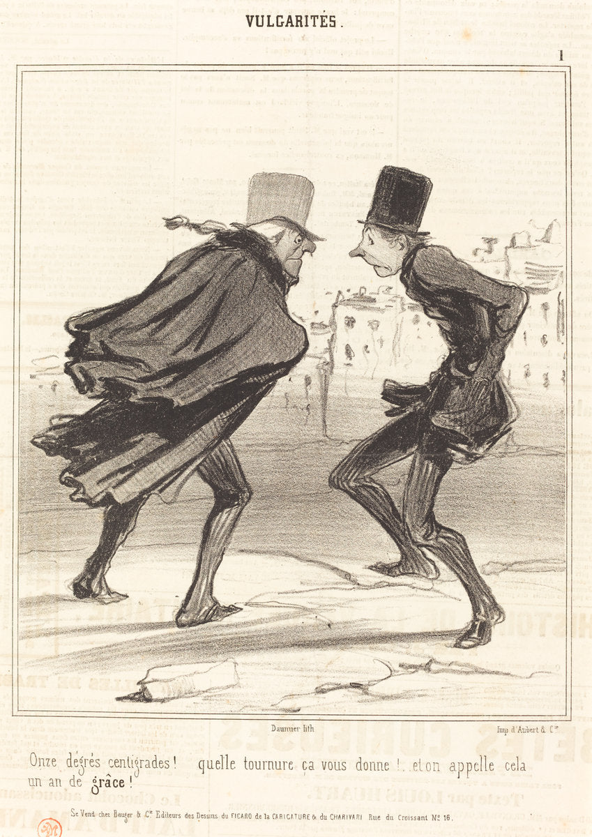 Onze degrés centigrades! by Honoré Daumier (French, 1808 - 1879), 16X12"(A3)Poster Print