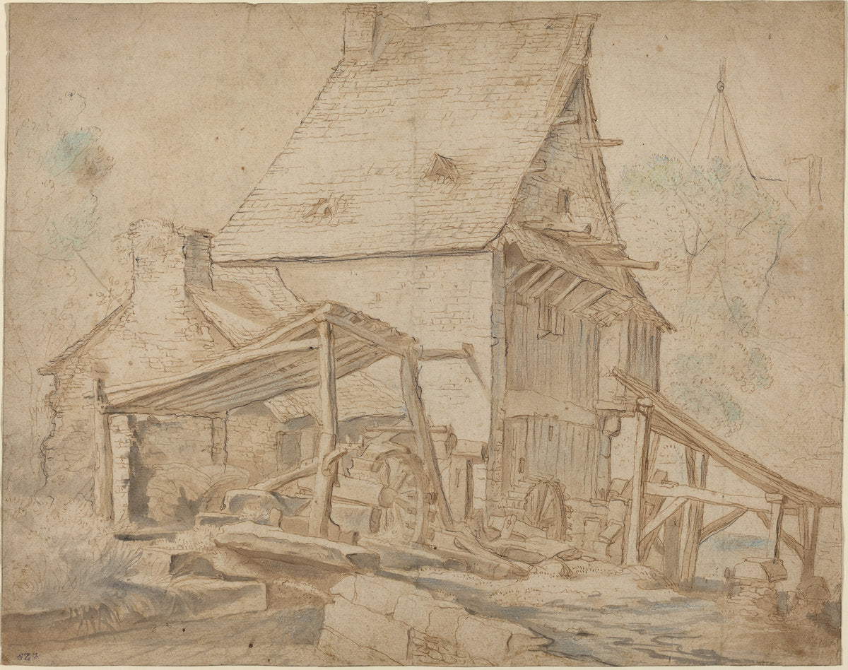 An Old Water Mill by Cornelis Willaerts (Dutch, active 1622 - 1666), 16X12"(A3)Poster Print