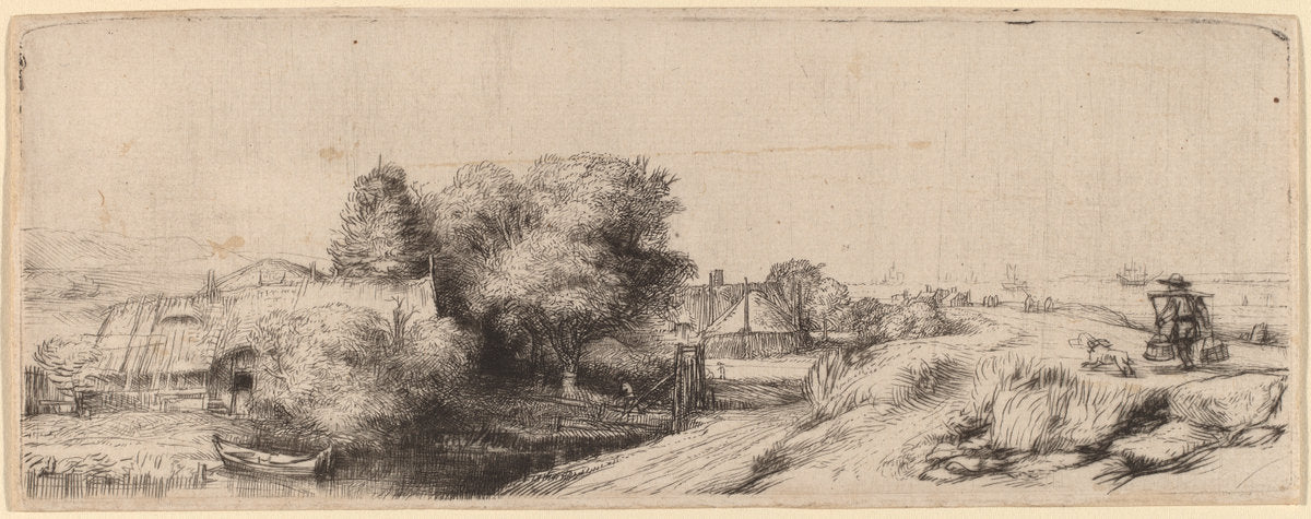 Landscape with a Milkman by Rembrandt van Rijn (Dutch, 1606 - 1669), 16X12"(A3)Poster Print