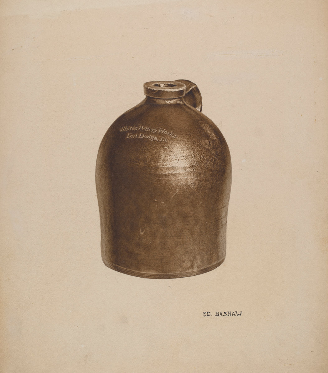 Pottery Milk Jug by Edward Bashaw (American, active c. 1935), 16X12"(A3)Poster Print