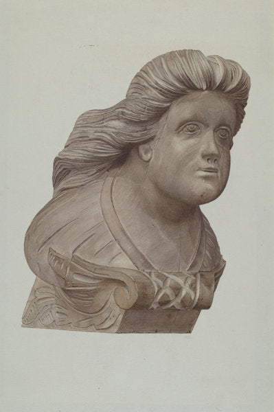 Small Figurehead by Karl J. Hentz (American, active c. 1935), 16X12"(A3)Poster Print