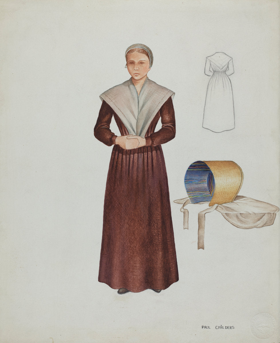 Shaker Costume by William Paul Childers (American, active c. 1935), 16X12"(A3)Poster Print