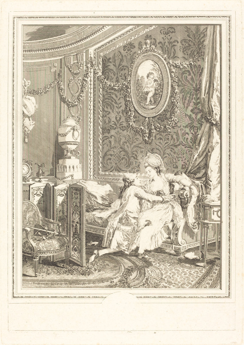 L'heureux moment by Nicolas Delaunay after Nicolas Lavreince (French, 1739 - 1792), 16X12"(A3)Poster Print