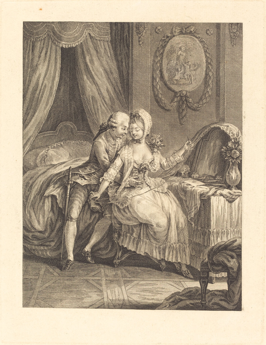 etching by after Charles Eisen (Dame a sa toilette), 16X12"(A3)Poster Print