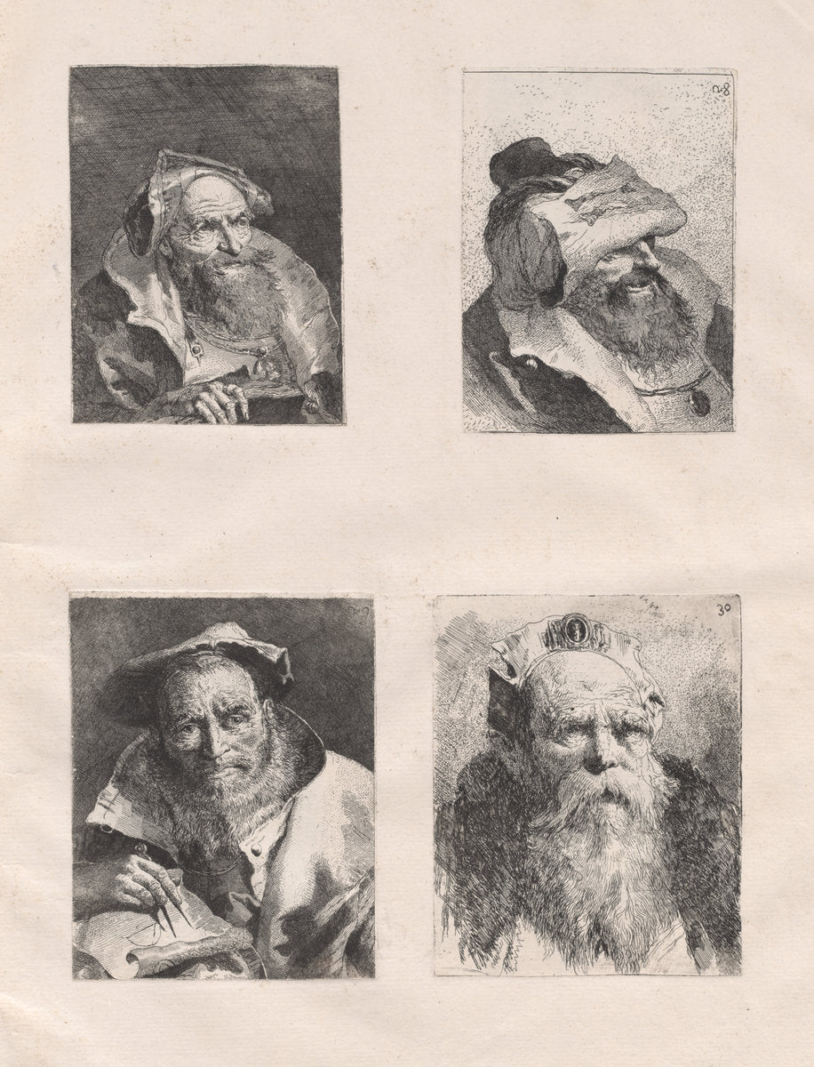 Raccolta di teste (Parts I and II) by Giovanni Domenico Tiepolo, after Giovanni Battista Tiepolo (Venetian, 1727 - 1804), 16X12"(A3)Poster Print