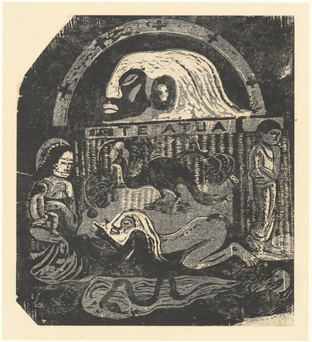 Te Atua (The Gods) Small Plate by Paul Gauguin (French, 1848 - 1903), 16X12"(A3)Poster Print