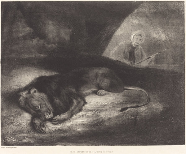 Le Sommeil du lion by Louis-Candide Boulanger (French, 1806 - 1867), 16X12"(A3)Poster Print