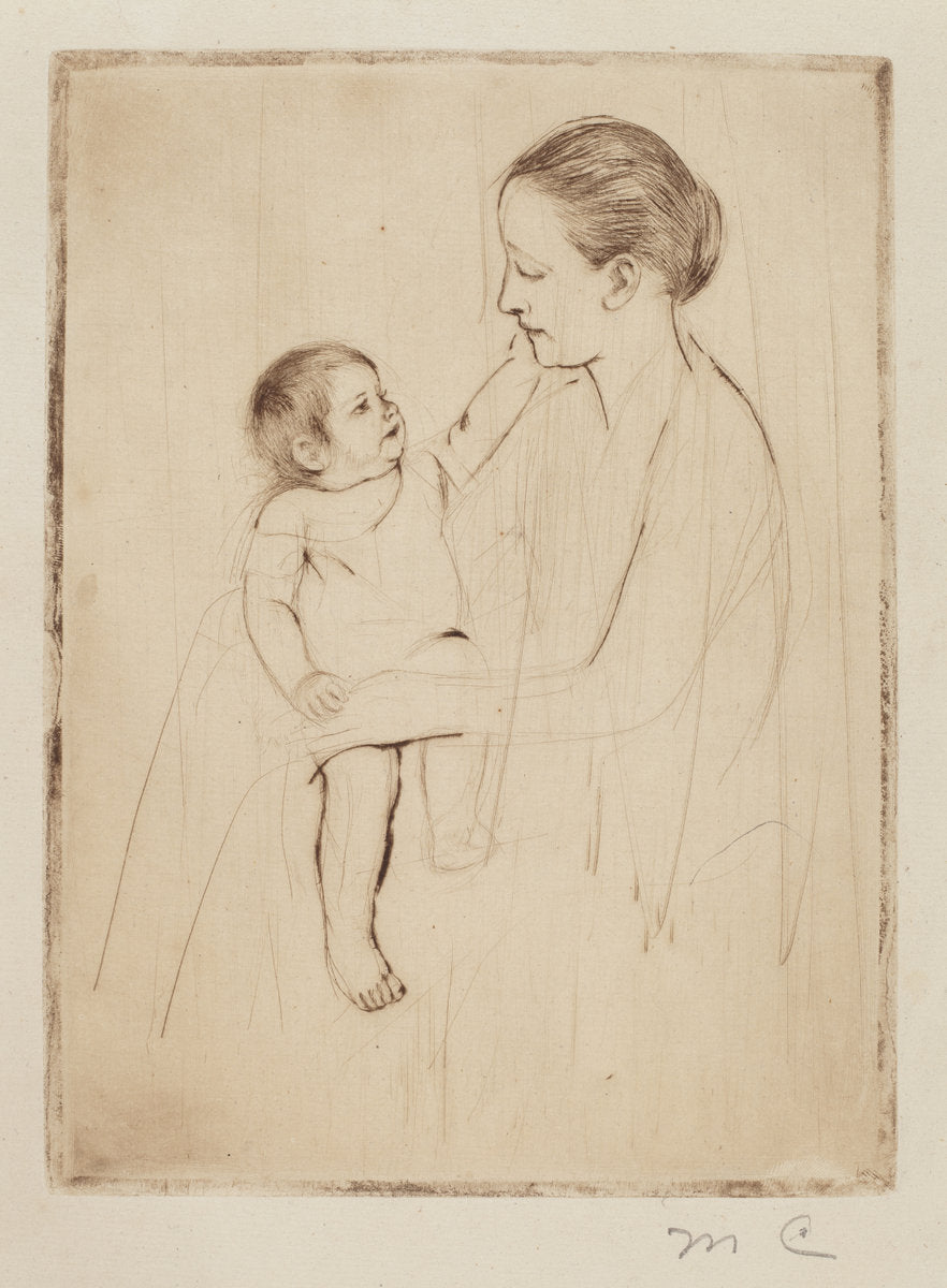 The Caress by Mary Cassatt (American, 1844 - 1926), 16X12"(A3)Poster Print