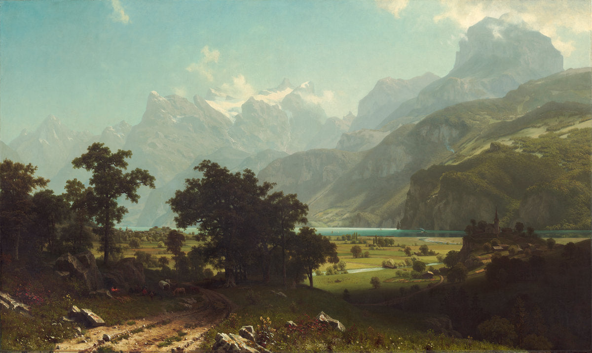 Lake Lucerne by Albert Bierstadt (American, 1830 - 1902), 16X12"(A3)Poster Print