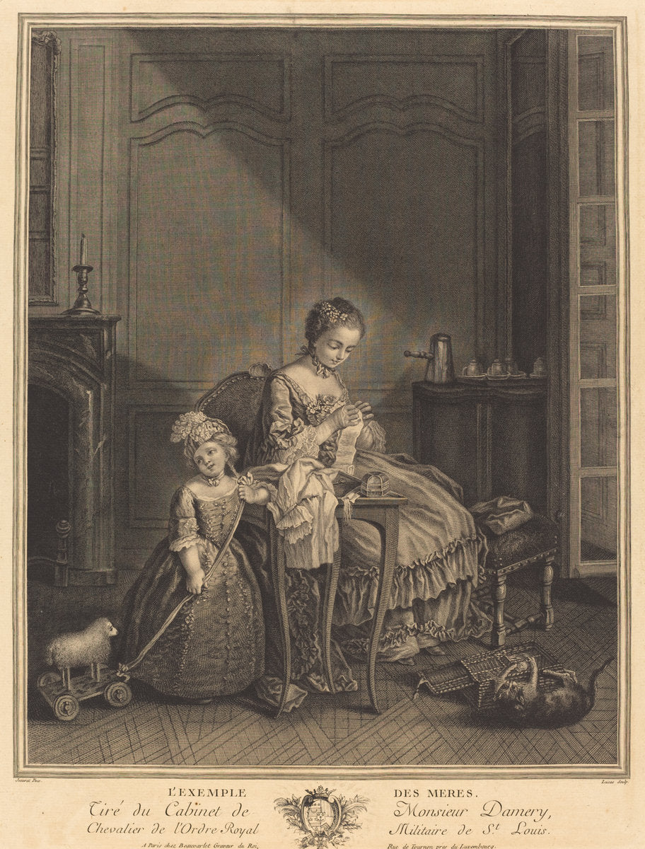 L'example des Meres by François Lucas after Etienne Jeaurat (French, c. 1715 - 1762 or after), 16X12"(A3)Poster Print