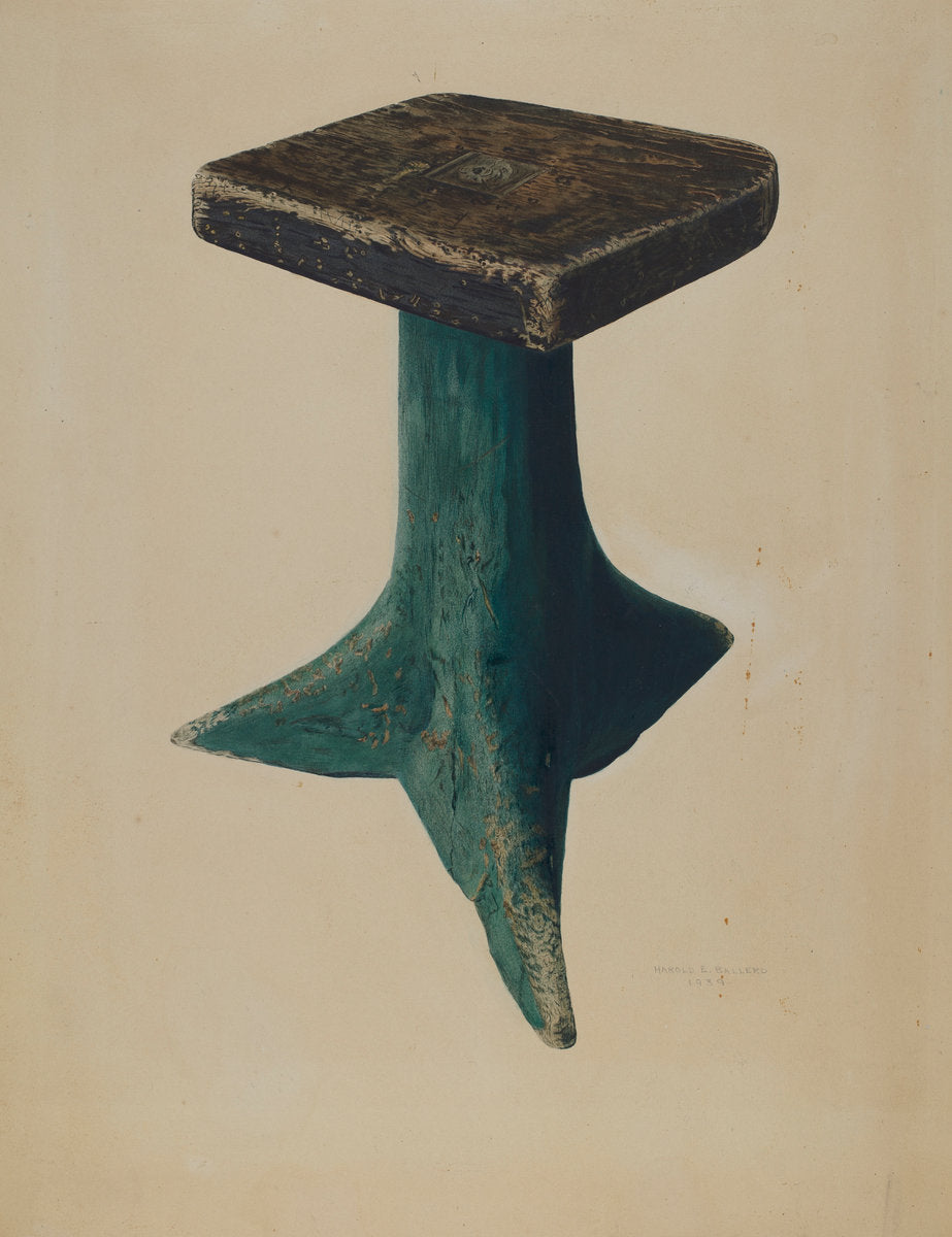 Stool by Harold Ballerd (American, active c. 1935), 16X12"(A3)Poster Print