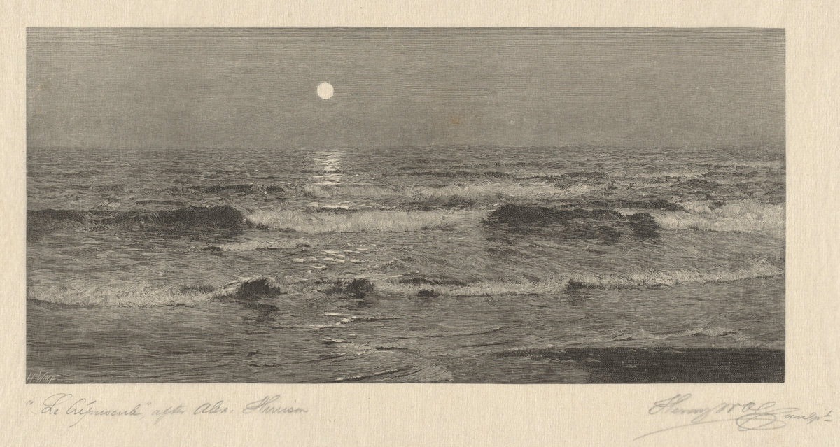 Le Crépuscule by Henry Wolf, after Alexander Harrison (American, born France, 1852 - 1916), 16X12"(A3)Poster Print
