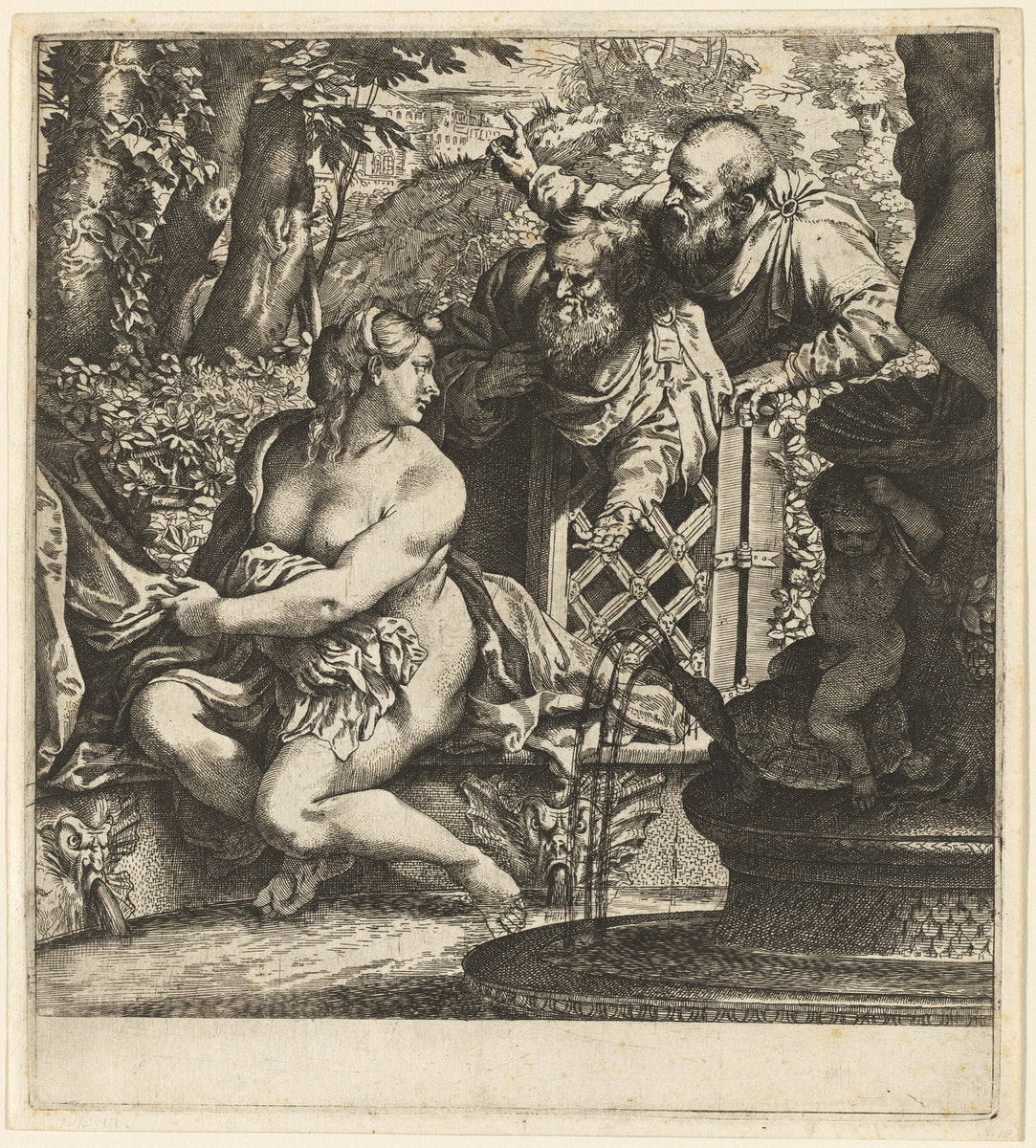 Susanna and the Elders by Annibale Carracci (Bolognese, 1560 - 1609), 16X12"(A3)Poster Print