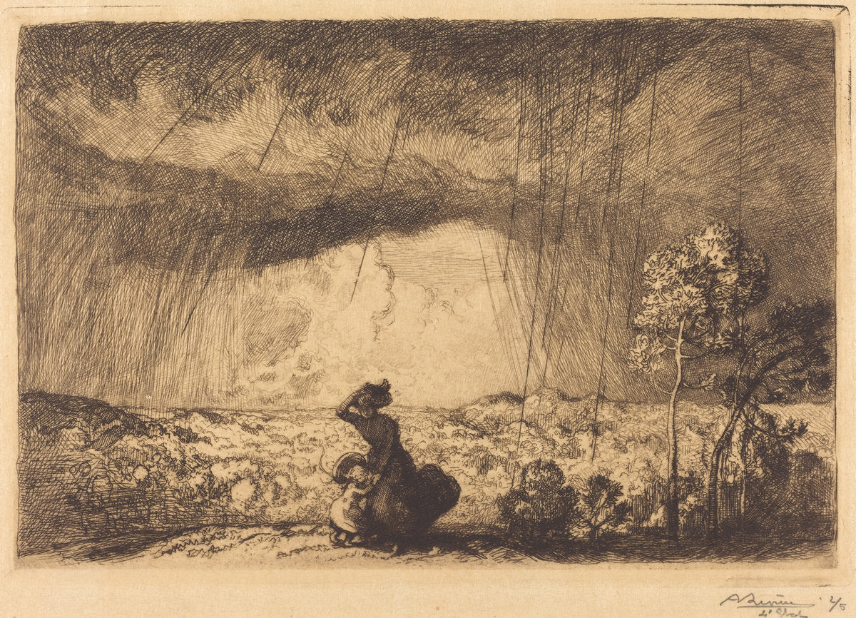 Storm on the Dune, Vendee (L'orage sur la dune, Vendee) by Auguste Lepère (French, 1849 - 1918), 16X12"(A3)Poster Print